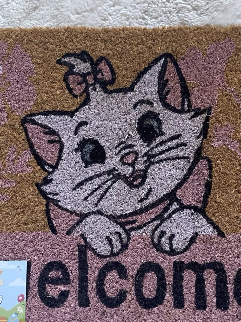 Disney The Aristocats Marie Butterfly Flower Coir Welcome Door Mat 18” X 28” NEW